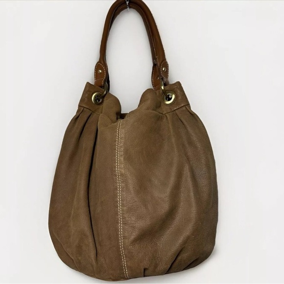 COLDWATER CREEK Brown Leather Hobo Shoulder Bag Satchel Purse Suede Y2K Boho - Picture 1 of 16